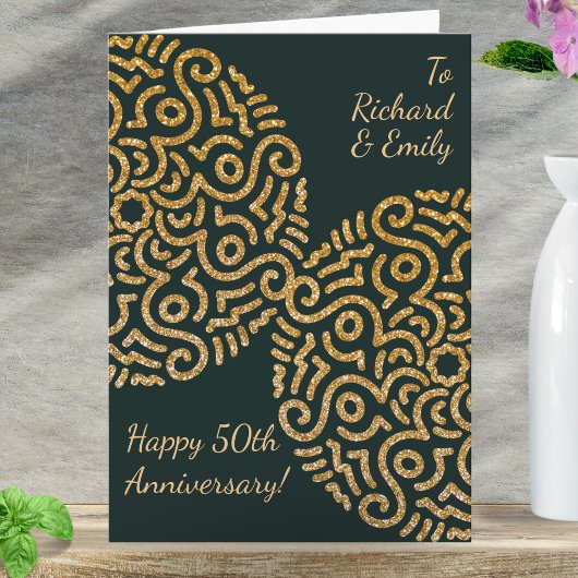 Elegant Groen Goud Boho Mandala Jubileum Kaart