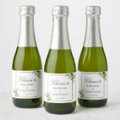 Elegant Groen Goud Botanische Aangepaste Bruiloft Sparkling Wijnetiket (Flessen)