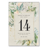 Elegant groen goud bruiloft tafel nummer kaart (Voorkant)