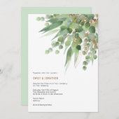 Elegant Groen Goud Eucalyptus Blad Bruiloft Kaart (Voorkant / Achterkant)