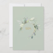 Elegant groen & goud Eucalyptus bruiloft Kaart (Achterkant)