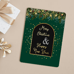 Elegant groen goud folie Kerst Nieuwjaar  Feestdagenkaart