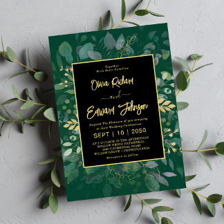 Elegant groen & goud geometrisch Lijst Eucalyptus Kaart