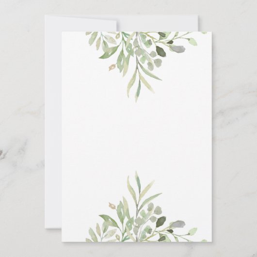 Elegant groen goud geometrisch script bruiloft kaart (Achterkant)