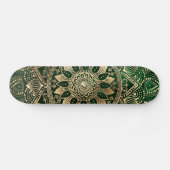 Elegant Groen Goud Mandala Skateboard (Horizontaal)