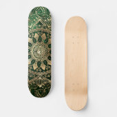 Elegant Groen Goud Mandala Skateboard (Voorkant)
