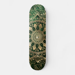 Elegant Groen Goud Mandala Skateboard