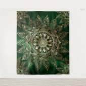 Elegant Groen Goud Mandala Wandkleed (Voorkant)
