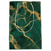 Elegant Groen Goud Marmer Medium Cadeauzakje (Voorkant)
