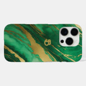 Elegant Groen Goud Marmer Monogram Case-Mate iPhone Case (Achterkant (horizontaal))