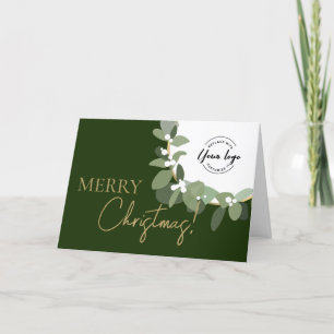 Elegant Groen goud Merry Christmas Company Logo Feestdagen Kaart