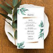 Elegant groen & goud minimalistische bruiloft menu