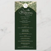 Elegant Groen & Goud Monogram Trouwprogramma Programma (Voorkant)