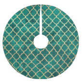 Elegant groen goud quatrefoil patroon kerstboom rok (Voorkant)