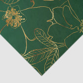 Elegant Groen Goud Rozen Bloemenlijn Tekening Tissuepapier (Detail)