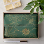 Elegant Groen Goud Rozen Bloemenlijn Tekening Tissuepapier (Geschenk)