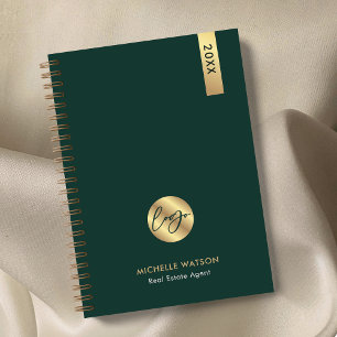 Elegant groen & goud zakelijk bedrijfslogo 2027 planner