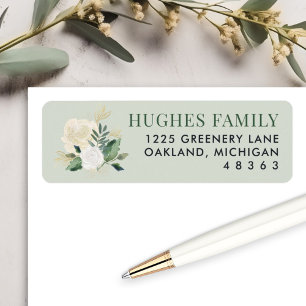 Elegant groen gouden bloemengebladerte adres etiket