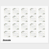 Elegant groen gouden folie script dank u vierkante sticker (Vel)