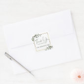 Elegant groen gouden folie script dank u vierkante sticker (Envelop)