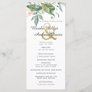 Elegant groen gouden huwelijksceremonieprogramma programma