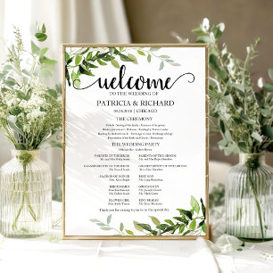Elegant groen huwelijksceremonieprogramma poster