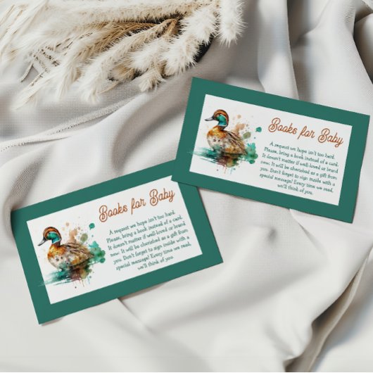 Elegant groen ingelijst Mallard Duck Baby shower s Informatiekaartje