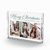 Elegant Groen Kalligrafie Script Vrolijk Kerstfees Fotoblokken (Rechts)