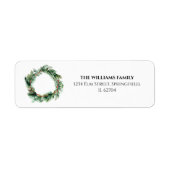 Elegant groen kerstkrans retouradres etiket (Voorkant)