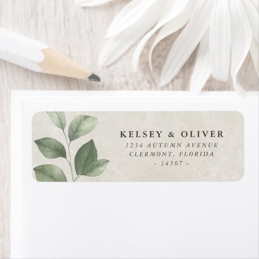 Elegant groen laat bruid bruidegom etiket (Insitu)