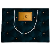 Elegant groen leder, diamanten, monogram groot cadeauzakje (Voorkant)