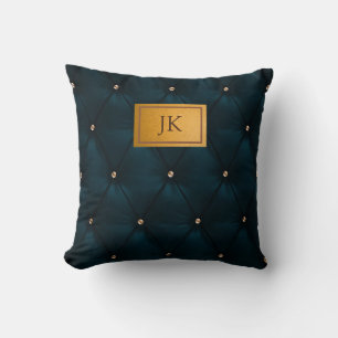 Elegant groen leer,diamanten,monogram kussen