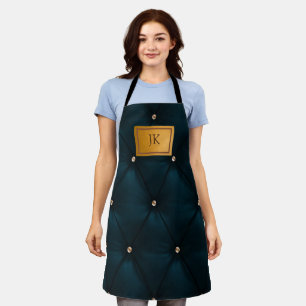 Elegant groen leer,Diamanten,Monogram Schort