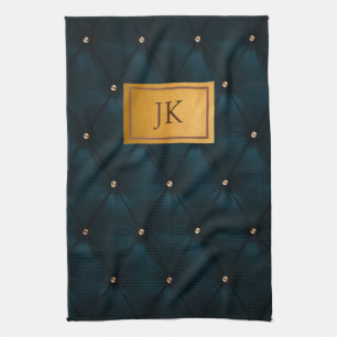 Elegant groen leer,Diamanten,Monogram Theedoek