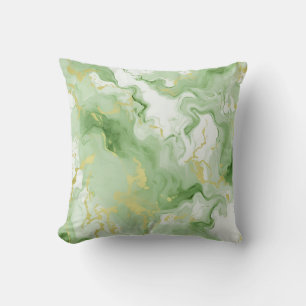 Elegant Groen Marmer Faux Goud Glitter Effect 0 Kussen