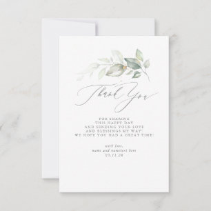 Elegant groen minimalistisch Baby shower dank u Bedankkaart
