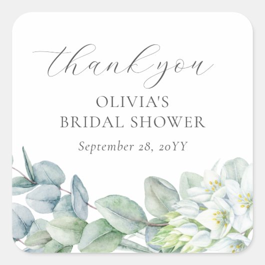 Elegant groen modern script bedank favoriet vierkante sticker (Voorkant)