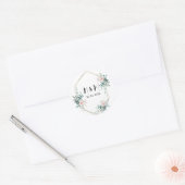 Elegant Groen Monogram Eucalyptus Bruiloft Ronde Sticker (Envelop)