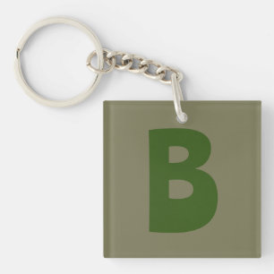 Elegant Groen Monogram Initiaal Letter Sleutelhanger
