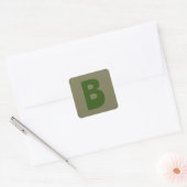 Elegant Groen Monogram Initiaal Letter Vierkante Sticker (Envelop)