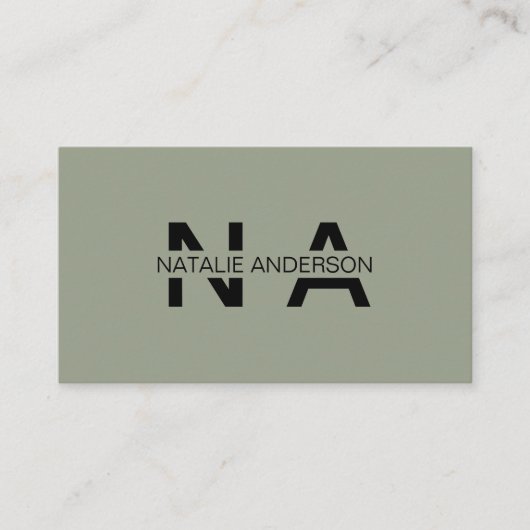 Elegant Groen Neutraal QR Code Monogram Logo Boho Visitekaartje (Voorkant)