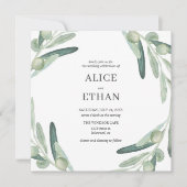 Elegant groen olijf bruiloft uitnodiging (Voorkant)