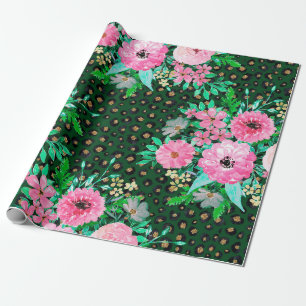 Elegant, groen ontwerp van de luipaard cadeaupapier