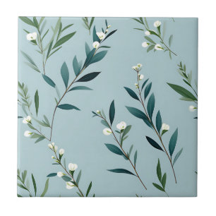 Elegant groen op zacht stoffig blauw tegeltje