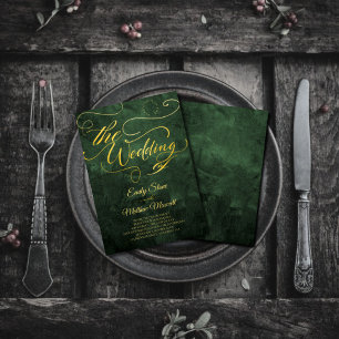 Elegant  Groen Oud Papier, Gouden Kalligrafie Kaart