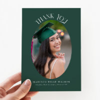 Elegant groen ovaal Afstuderen foto Dank u