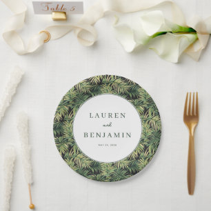 Elegant groen palmblad papieren bordje