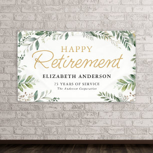 Elegant groen pensioenfeest spandoek