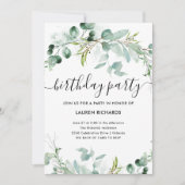 Elegant groen | QR-code Verjaardagsfeest Kaart (Voorkant)