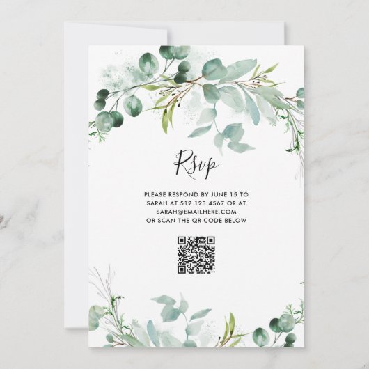 Elegant groen | QR-code Verjaardagsfeest Kaart (Achterkant)